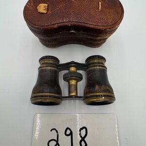 Antique Opera Glasses Binoculars Leather Case Paris France Vintage